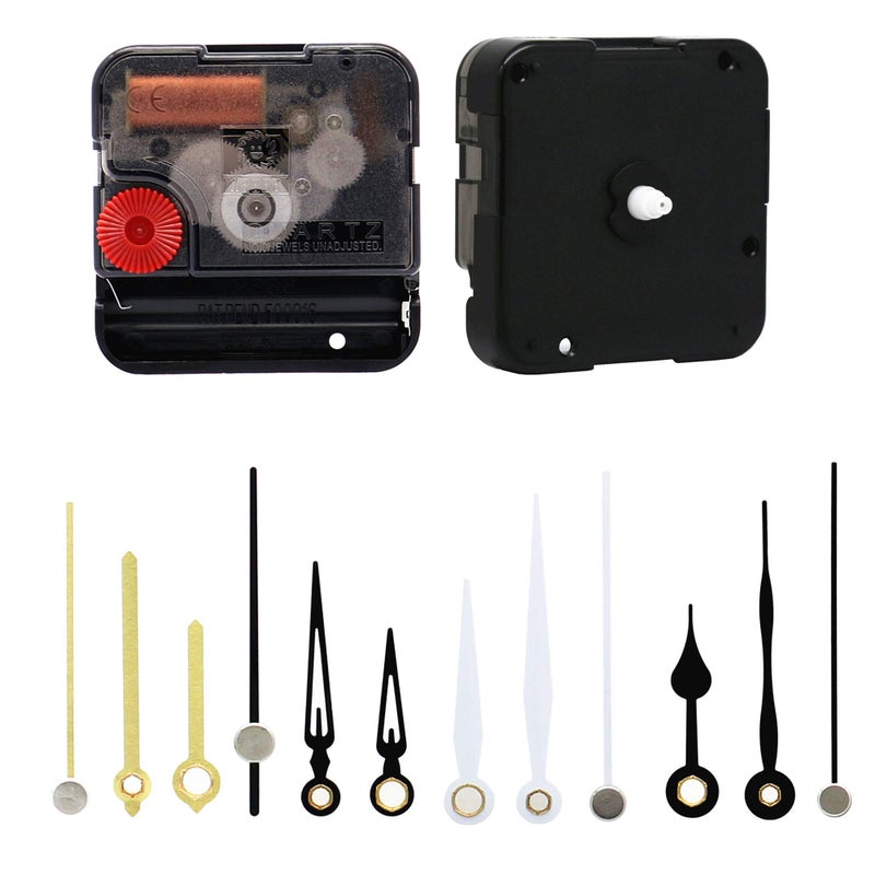 TIKROUND 12888 Youngtown Snap in Type 4.5mm Hour Shaft Length Continuous Sweep Quartz Clock Movement,8mm Total Shaft Length (D Hands) - Image 1